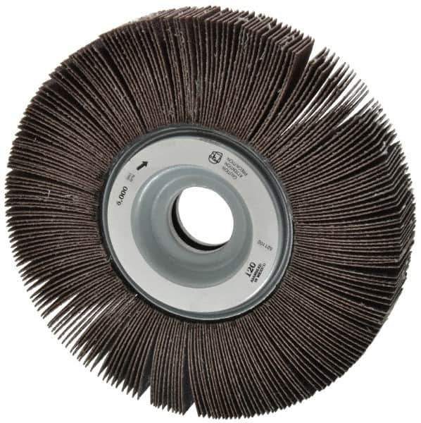Merit Abrasives - 6" Diam, 120 Grit Aluminum Oxide Unmounted Flap Wheel - 1" Hole, 1" Wide, Coated, Fine Grade, 6,000 Max RPM , Cloth Backing - Eagle Tool & Supply