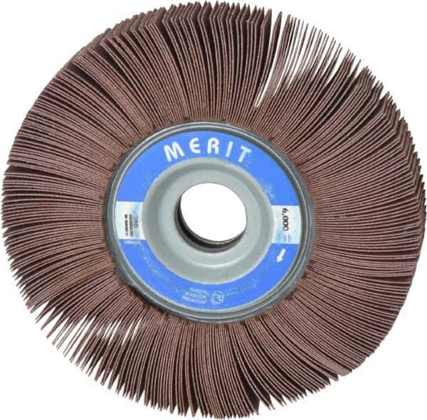 Merit Abrasives - 6" Diam, 240 Grit Aluminum Oxide Unmounted Flap Wheel - 1" Hole, 1" Wide, Coated, Very Fine Grade, 6,000 Max RPM , Cloth Backing - Eagle Tool & Supply