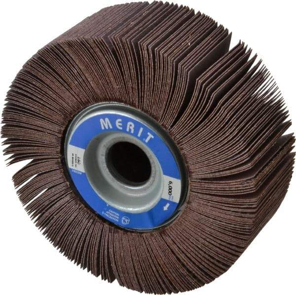 Merit Abrasives - 6" Diam, 180 Grit Aluminum Oxide Unmounted Flap Wheel - 1" Hole, 2" Wide, Coated, Very Fine Grade, 6,000 Max RPM , Cloth Backing - Eagle Tool & Supply