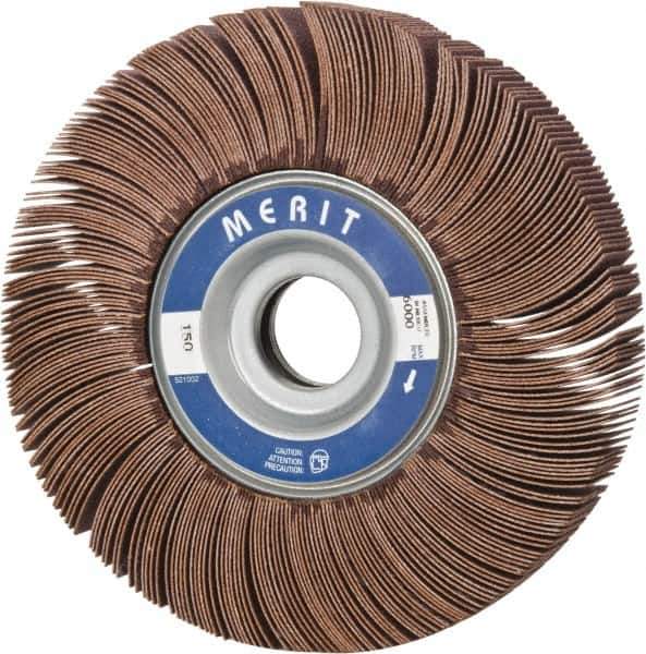 Merit Abrasives - 6" Diam, 150 Grit Aluminum Oxide Unmounted Flap Wheel - 1" Hole, 1" Wide, Coated, Very Fine Grade, 6,000 Max RPM , Cloth Backing - Eagle Tool & Supply