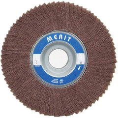 Merit Abrasives - 8" Diam, 60 Grit Ceramic Unmounted Flap Wheel - 1" Hole, 2" Wide, Coated, Medium Grade, 4,500 Max RPM , Cloth Backing - Eagle Tool & Supply