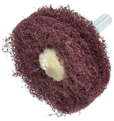 Merit Abrasives - 2" Diam, Medium Mounted Scrubber Buffing Wheel - 2 Ply, Medium Grade, 1/4" Shank Diam, 12,000 RPM - Eagle Tool & Supply