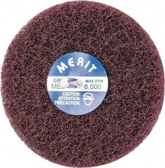 Merit Abrasives - 4" Diam, Medium Mounted Scrubber Buffing Wheel - 2 Ply, Medium Grade, 1/4" Shank Diam, 6,000 RPM - Eagle Tool & Supply