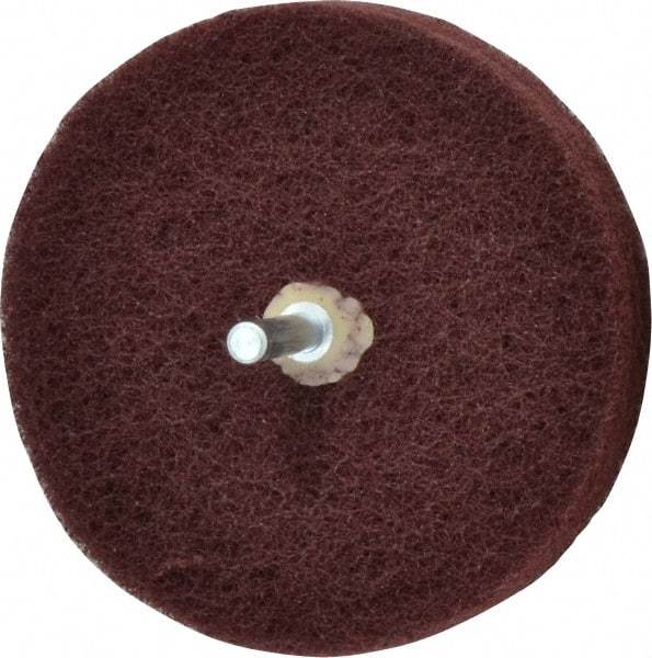 Merit Abrasives - 4" Diam, Medium Mounted Scrubber Buffing Wheel - 3 Ply, Very Fine Grade, 1/4" Shank Diam, 6,000 RPM - Eagle Tool & Supply