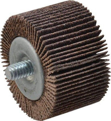 Merit Abrasives - 1-5/8" Diam x 1" Face Width, Medium Aluminum Oxide Coated Mounted Flap Wheel - 1/4-20 Threaded Mount, 80 Grit, Cloth Backing, 25,000 Max RPM - Eagle Tool & Supply