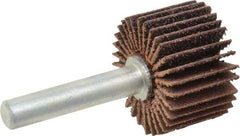 Merit Abrasives - 1" Diam x 5/8" Face Width, Medium Ceramic Alumina Coated Mounted Flap Wheel - 1/4" Shank Mount, 60 Grit, Cloth Backing, 30,000 Max RPM - Eagle Tool & Supply
