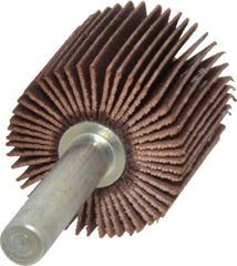 Merit Abrasives - 1" Diam x 1" Face Width, Very Fine Ceramic Alumina Coated Mounted Flap Wheel - 1/4" Shank Mount, 240 Grit, Cloth Backing, 30,000 Max RPM - Eagle Tool & Supply
