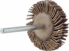 Merit Abrasives - 1-3/16" Diam x 3/16" Face Width, Medium Aluminum Oxide Coated Mounted Flap Wheel - 1/8" Shank Mount, 60 Grit, Cloth Backing, 30,000 Max RPM - Eagle Tool & Supply