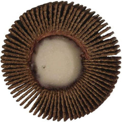 Merit Abrasives - 1-3/16" Diam x 1/4" Face Width, Fine Aluminum Oxide Coated Mounted Flap Wheel - 1/4" Shank Mount, 120 Grit, Cloth Backing, 25,000 Max RPM - Eagle Tool & Supply