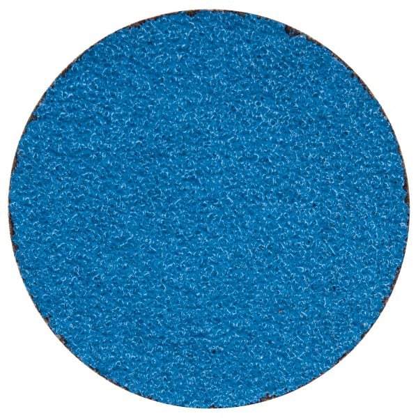 Merit Abrasives - 2" Disc Diam, 50 Grit, Zirconia Alumina Quick Change Disc - Type R Attaching System, Coated, Blue, Coarse Grade, 30,000 RPM - Eagle Tool & Supply