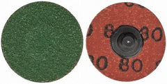 Merit Abrasives - 1-1/2" Disc Diam, 80 Grit, Zirconia Alumina Quick Change Disc - Type R Attaching System, Coated, Blue, Medium Grade, 30,000 RPM - Eagle Tool & Supply