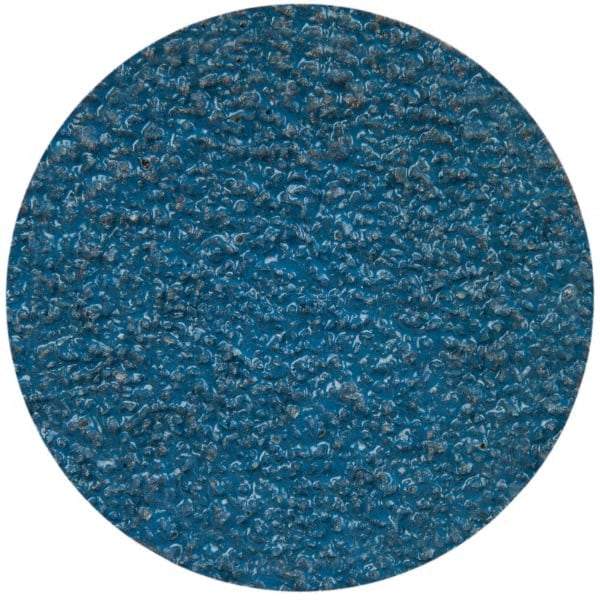 Merit Abrasives - 2" Disc Diam, 36 Grit, Zirconia Alumina Quick Change Disc - Type S Attaching System, Coated, Blue, Very Coarse Grade, 30,000 RPM - Eagle Tool & Supply