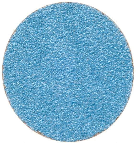 Merit Abrasives - 2" Disc Diam, 50 Grit, Zirconia Alumina Quick Change Disc - Type S Attaching System, Coated, Blue, Coarse Grade, 30,000 RPM - Eagle Tool & Supply