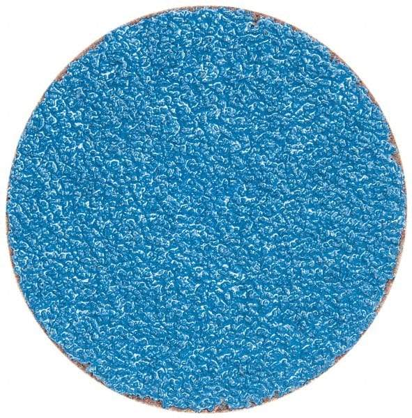 Merit Abrasives - 3" Disc Diam, 36 Grit, Zirconia Alumina Quick Change Disc - Type S Attaching System, Coated, Blue, Very Coarse Grade, 20,000 RPM - Eagle Tool & Supply