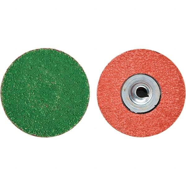 Merit Abrasives - 3" Disc Diam, 40 Grit, Zirconia Alumina Quick Change Disc - Type S Attaching System, Coated, Blue, Coarse Grade, 20,000 RPM - Eagle Tool & Supply