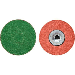 Merit Abrasives - 3" Disc Diam, 40 Grit, Zirconia Alumina Quick Change Disc - Type S Attaching System, Coated, Blue, Coarse Grade, 20,000 RPM - Eagle Tool & Supply