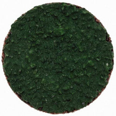 Merit Abrasives - 1" Disc Diam, 40 Grit, Zirconia Alumina Quick Change Disc - Type S Attaching System, Coated, Green, Coarse Grade, 40,000 RPM, R801 Series - Eagle Tool & Supply