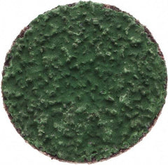 Merit Abrasives - 1" Disc Diam, 40 Grit, Zirconia Alumina Quick Change Disc - Type R Attaching System, Coated, Green, Coarse Grade, 40,000 RPM, R801 Series - Eagle Tool & Supply