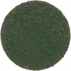 Merit Abrasives - 1" Disc Diam, 50 Grit, Zirconia Alumina Quick Change Disc - Type R Attaching System, Coated, Green, Coarse Grade, 40,000 RPM, R801 Series - Eagle Tool & Supply