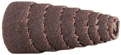 Merit Abrasives - 1-1/2" Long x 3/4" Diam, Aluminum Oxide, Full Taper Cartridge Roll - 80 Grit, 3/16" Pilot Hole Diam, Medium Grade - Eagle Tool & Supply