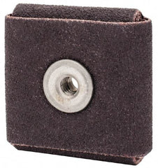 Merit Abrasives - 80 Grit, Medium Grade, Aluminum Oxide Square Pad - 1-1/2" Long x 1-1/2" Wide x 1/2" Thick, 18,000 Max RPM - Eagle Tool & Supply