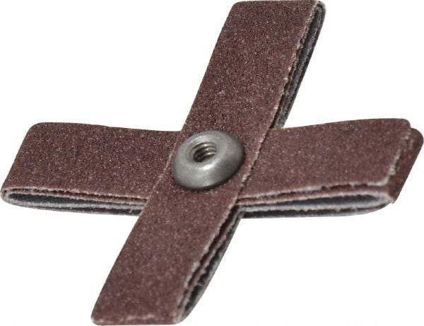 Merit Abrasives - 80 Grit, Medium Grade, Aluminum Oxide Cross Pad - 2-1/4" Long x 2-1/4" Wide x 1/2" Thick, 8 Ply, 18,000 Max RPM - Eagle Tool & Supply
