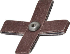 Merit Abrasives - 80 Grit, Medium Grade, Aluminum Oxide Cross Pad - 2-1/4" Long x 2-1/4" Wide x 1/2" Thick, 8 Ply, 18,000 Max RPM - Eagle Tool & Supply