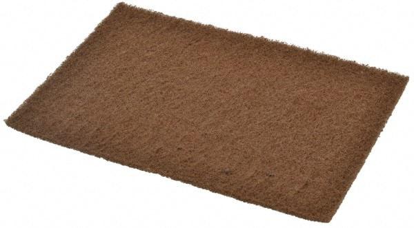 Merit Abrasives - Medium Grade, Aluminum Oxide Hand Pad - Brown, 6" Wide x 9" Long, Nonwoven - Eagle Tool & Supply