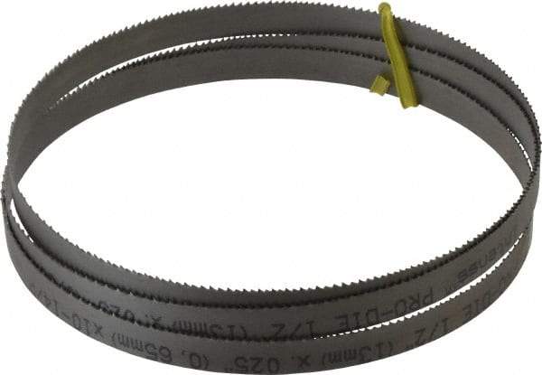 Starrett - 10 to 14 TPI, 5' Long x 1/2" Wide x 0.025" Thick, Welded Band Saw Blade - Bi-Metal, Toothed Edge, Raker Tooth Set, Contour Cutting - Eagle Tool & Supply