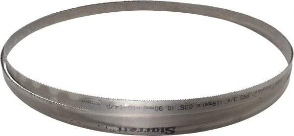 Starrett - 10 to 14 TPI, 12' 6" Long x 3/4" Wide x 0.035" Thick, Welded Band Saw Blade - Bi-Metal, Toothed Edge, Raker Tooth Set, Contour Cutting - Eagle Tool & Supply