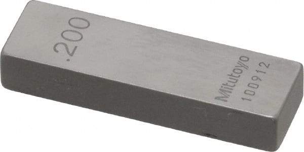 Mitutoyo - 0.2" Rectangular Steel Gage Block - Accuracy Grade 0, Includes Certificate of Inspection - Eagle Tool & Supply