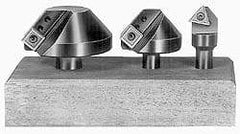 APT - 3 Countersinks, 90° Included Angle, 1/4 to 3/4" Cut Diam Smallest Tool, 1-1/4 to 2-1/2" Cut Diam Largest Tool, Square & Triangle SPGH & TPGH Inserts Indexable Countersink Set - 1/2" Shank Diam, 3/8, 1/2° Inscribed Circle, 3 Inserts - Eagle Tool & Supply