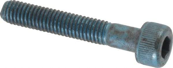 Metric Blue - M5x0.80 Metric Coarse Hex Socket Drive, Socket Cap Screw - Grade 12.9 Alloy Steel, Metric Blue Finish, Partially Threaded, 30mm Length Under Head - Eagle Tool & Supply