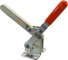 Lapeer - 700 Lb Holding Capacity, Vertical Handle, Manual Hold Down Toggle Clamp - 57° Handle Movement, 106° Bar Opening, Solid Bar, Flanged Base, Carbon Steel - Eagle Tool & Supply