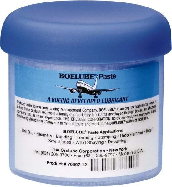 Boelube - BoeLube, 12 oz Jar Cutting Fluid - Paste, For Bending, Forming, Near Dry Machining (NDM) - Eagle Tool & Supply