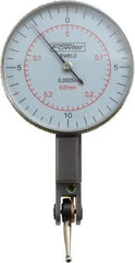 Fowler - 0.02 Inch Range, 0.0005 Inch Dial Graduation, Horizontal Dial Test Indicator - 1-1/2 Inch White Dial, 0-0.25-0; 0-10-0 Dial Reading - Eagle Tool & Supply