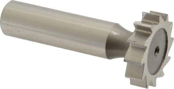 Keo - 1" Diam x 1/4" Face Width, High Speed Steel, 12 Teeth, Shank Connection Woodruff Keyseat Cutter - Uncoated, 2-1/4" OAL x 1/2" Shank, Straight Teeth, ANSI 808, Old Standard 15 - Eagle Tool & Supply