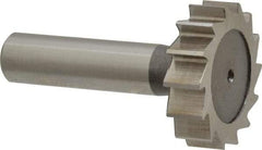 Keo - 1-3/8" Diam x 3/8" Face Width, High Speed Steel, 14 Teeth, Shank Connection Woodruff Keyseat Cutter - Uncoated, 2-3/8" OAL x 1/2" Shank, Straight Teeth, ANSI 1211, Old Standard F - Eagle Tool & Supply