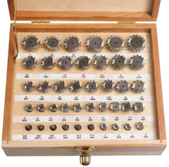 Keo - 1/4 to 1-1/2" Cutting Diam, Straight Tooth Configuration, Woodruff and Keyseat Cutter Set - 202 to 1212 ANSI, High Speed Steel, 41 Pieces - Eagle Tool & Supply