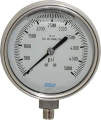 Wika - 4" Dial, 1/4 Thread, 0-5,000 Scale Range, Pressure Gauge - Lower Connection Mount, Accurate to 1% of Scale - Eagle Tool & Supply