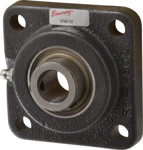 Browning - 3/4" ID, 3-3/8" OAL x 3-3/8" OAH 4-Bolt Flange - 1,444 Lb Static Cap, 2,611 Lb Dyn Cap, 2-1/2" Btw Mnt Hole Ctrs, Cast Iron - Eagle Tool & Supply