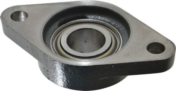 Browning - 1" ID, 4-7/8" OAL x 2-3/4" OAH 2-Bolt Flange - 1,651 Lb Static Cap, 2,801 Lb Dyn Cap, 3-57/64" Btw Mnt Hole Ctrs, Cast Iron - Eagle Tool & Supply