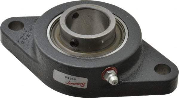 Browning - 1-3/16" ID, 5-9/16" OAL x 3-1/8" OAH 2-Bolt Flange - 2,567 Lb Static Cap, 4,381 Lb Dyn Cap, 4-19/32" Btw Mnt Hole Ctrs, Cast Iron - Eagle Tool & Supply
