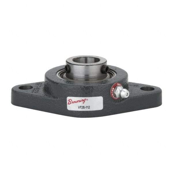 Browning - 3/4" ID, 4-13/32" OAL x 2-1/2" OAH 2-Bolt Flange - 1,444 Lb Static Cap, 2,611 Lb Dyn Cap, 3-17/32" Btw Mnt Hole Ctrs, Cast Iron - Eagle Tool & Supply