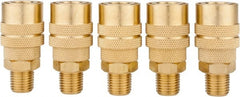 Value Collection - 5 Piece 1/4" Body 1/4 NPT 145 psi Brass Industrial Pneumatic Coupling Plug Set - Eagle Tool & Supply