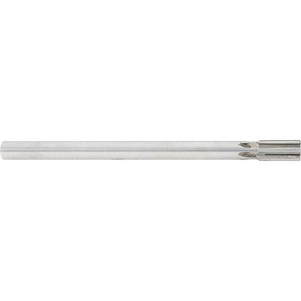 Made in USA - 5/8" Diam, 9/16" Max Diam Straight Shank, 1-1/4" Flute Length, Machine Expansion Reamer - Straight Flute, 9" OAL, Right Hand Cut, 6 Flutes, Carbide-Tipped, Bright Finish - Eagle Tool & Supply