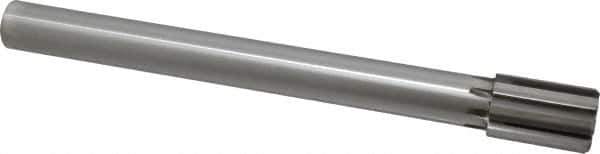 Made in USA - 1-1/4" Diam, 1" Max Diam Straight Shank, 1-7/8" Flute Length, Machine Expansion Reamer - Straight Flute, 11-1/2" OAL, Right Hand Cut, 8 Flutes, Carbide-Tipped, Bright Finish - Eagle Tool & Supply