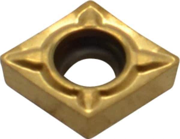 Seco - CCMT21.50.5 F1 Grade TS2000 Carbide Turning Insert - TiAlN/TiN Finish, 80° Diamond, 1/4" Inscr Circle, 3/32" Thick, 0.0078" Corner Radius - Eagle Tool & Supply