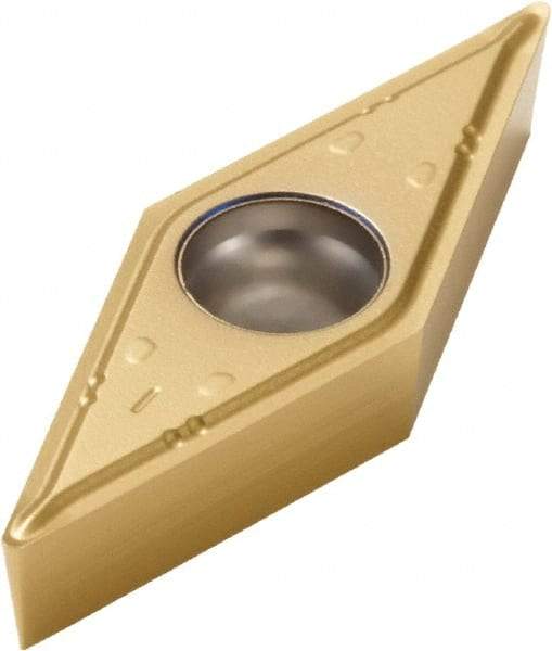 Seco - VBMT332 F1 Grade TS2000 Carbide Turning Insert - TiAlN/TiN Finish, 35° Diamond, 3/8" Inscr Circle, 3/16" Thick, 1/32" Corner Radius - Eagle Tool & Supply