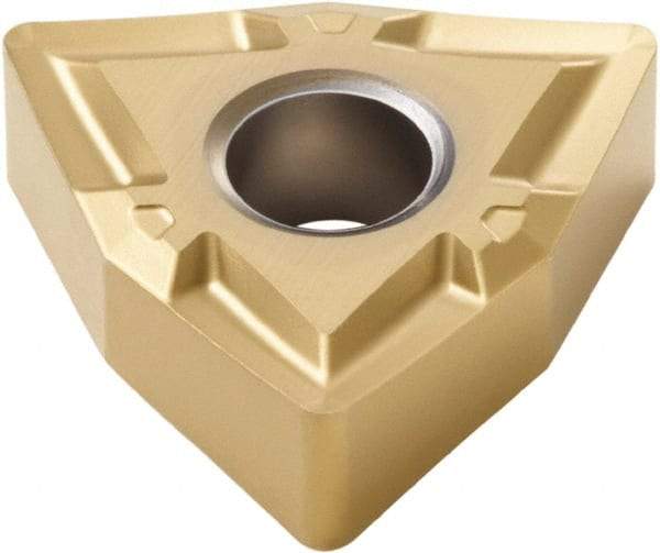 Seco - WNMP332 MF1 Grade TS2000 Carbide Turning Insert - TiAlN/TiN Finish, 80° Trigon, 3/8" Inscr Circle, 3/16" Thick, 1/32" Corner Radius - Eagle Tool & Supply